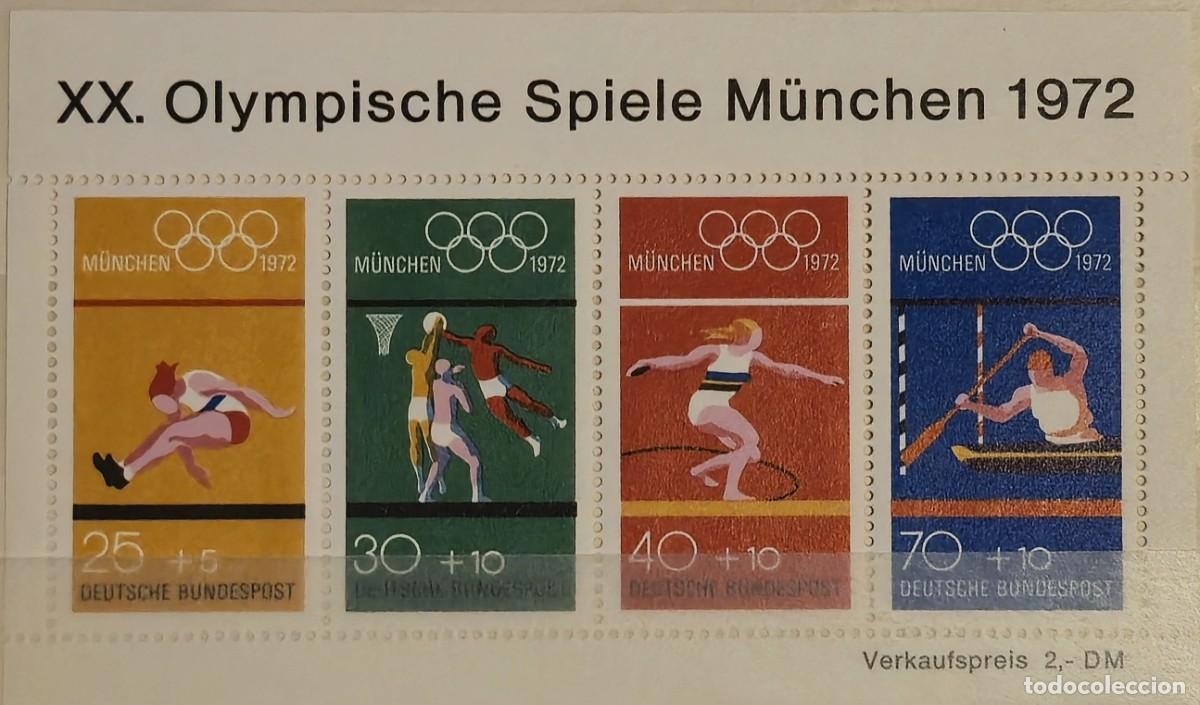 Sellos: hoja bloque Nueva - Alemania 1972 - XX Juegos Ol&iacute;mpicos de Verano en M&uacute;nich 1972