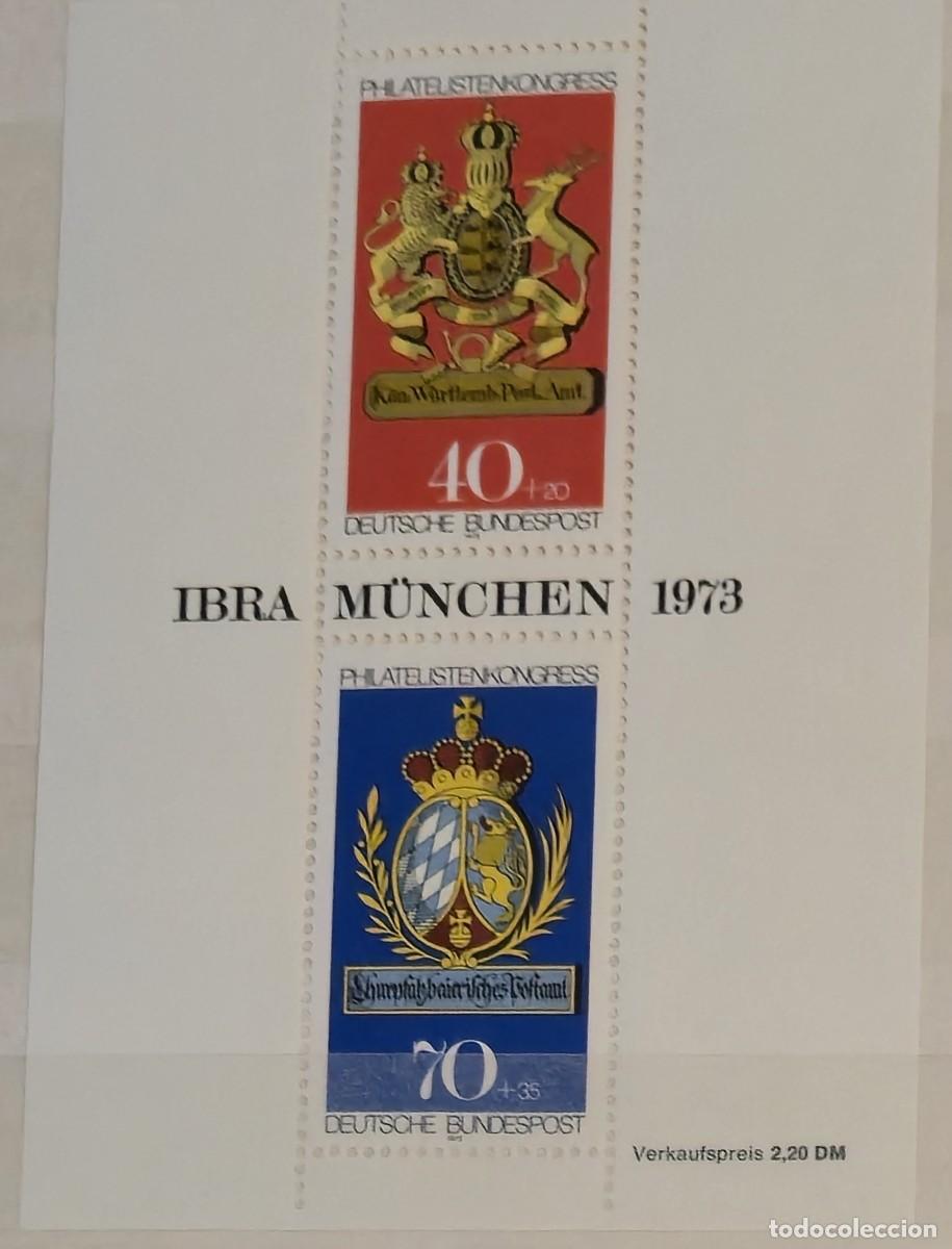 Sellos: hoja bloque Nueva - Alemania 1973 - CONGRESO DE FILATELISTAS IBRA - ESCUDOS
