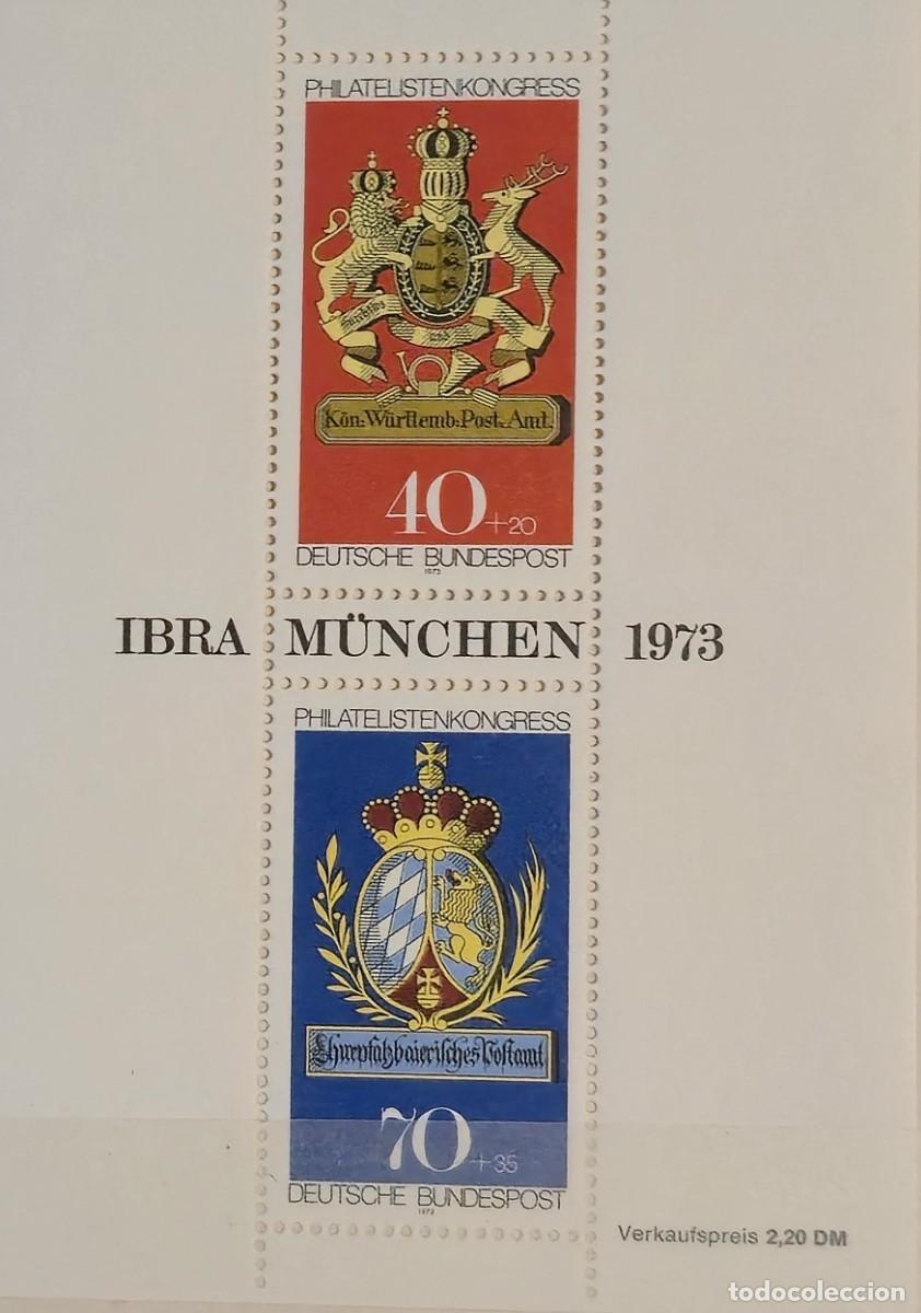 Sellos: hoja bloque Nueva - Alemania 1973 - CONGRESO DE FILATELISTAS IBRA - ESCUDOS