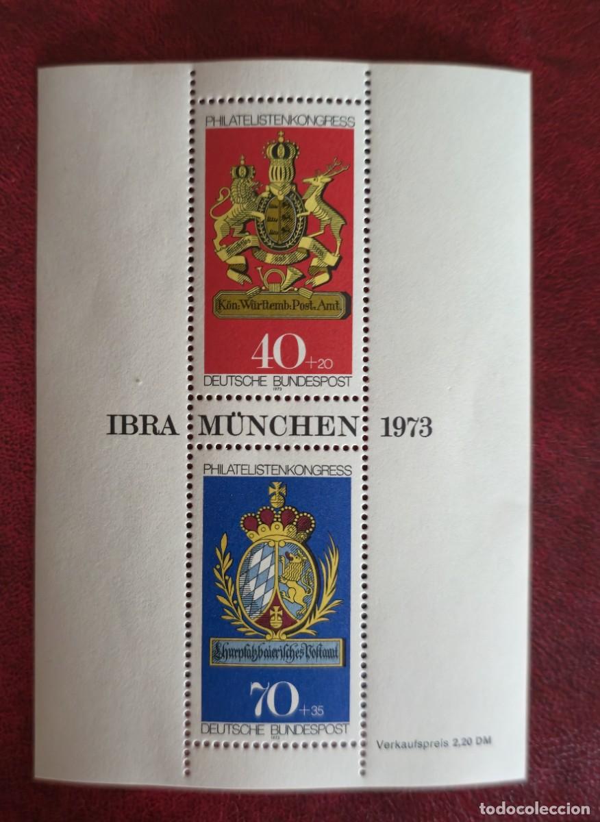 Sellos: hoja bloque Nueva - Alemania 1973 - CONGRESO DE FILATELISTAS IBRA - ESCUDOS