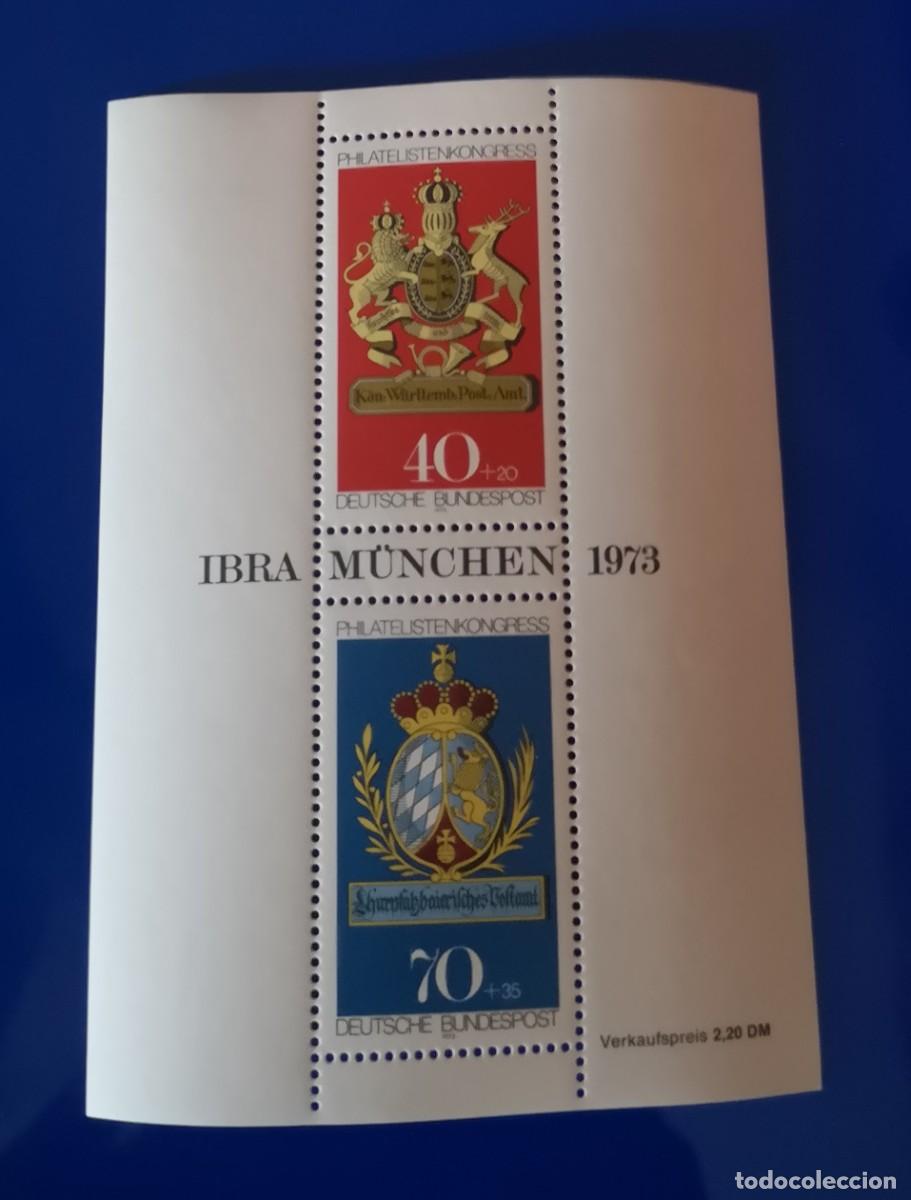 Sellos: hoja bloque Nueva - Alemania 1973 - CONGRESO DE FILATELISTAS IBRA - ESCUDOS
