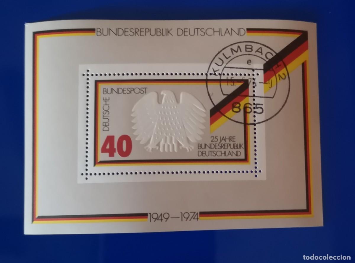 Sellos: hoja bloque matasellada - Alemania 1974 - 25&ordm; ANIVERSARIO DE LA REP&Uacute;BLICA FEDERAL ALEMANA - ESCUDOS