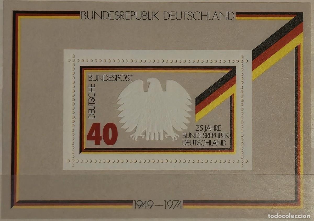 Sellos: hoja bloque NUEVA - Alemania 1974 - 25&ordm; ANIVERSARIO DE LA REP&Uacute;BLICA FEDERAL ALEMANA - ESCUDOS