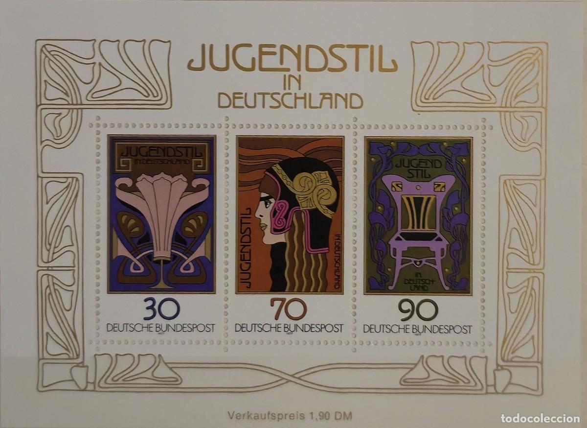 Sellos: hoja bloque Nueva - Alemania 1977 - titulado &laquo;Jugendstil in Deutschland&raquo; (Modernismo en Alemania).