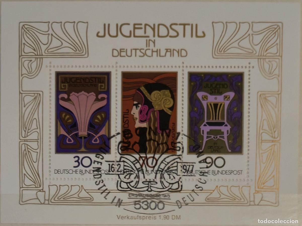 Sellos: hoja bloque Matasellada - Alemania 1977 - &laquo;Jugendstil in Deutschland&raquo; (Modernismo en Alemania).