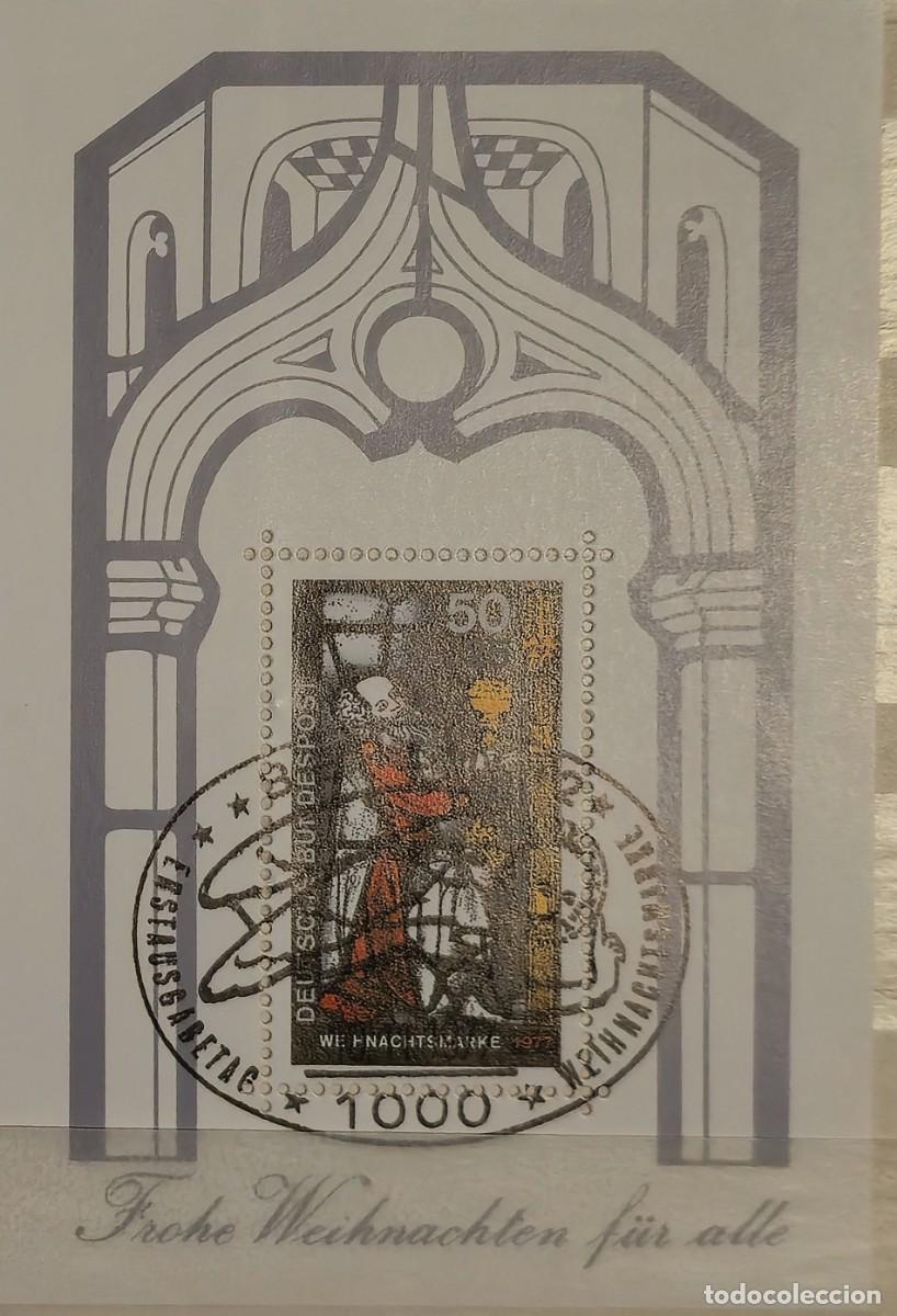 Sellos: hoja bloque Matasellada - Alemania 1977 - navidad