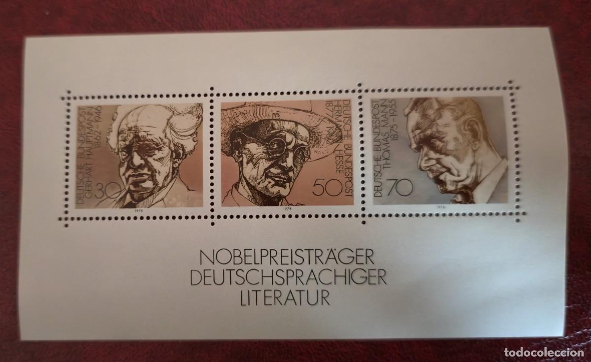 Sellos: hoja bloque Nueva - Alemania 1978 - Ganadores del Premio Nobel de Literatura en Lengua Alemana