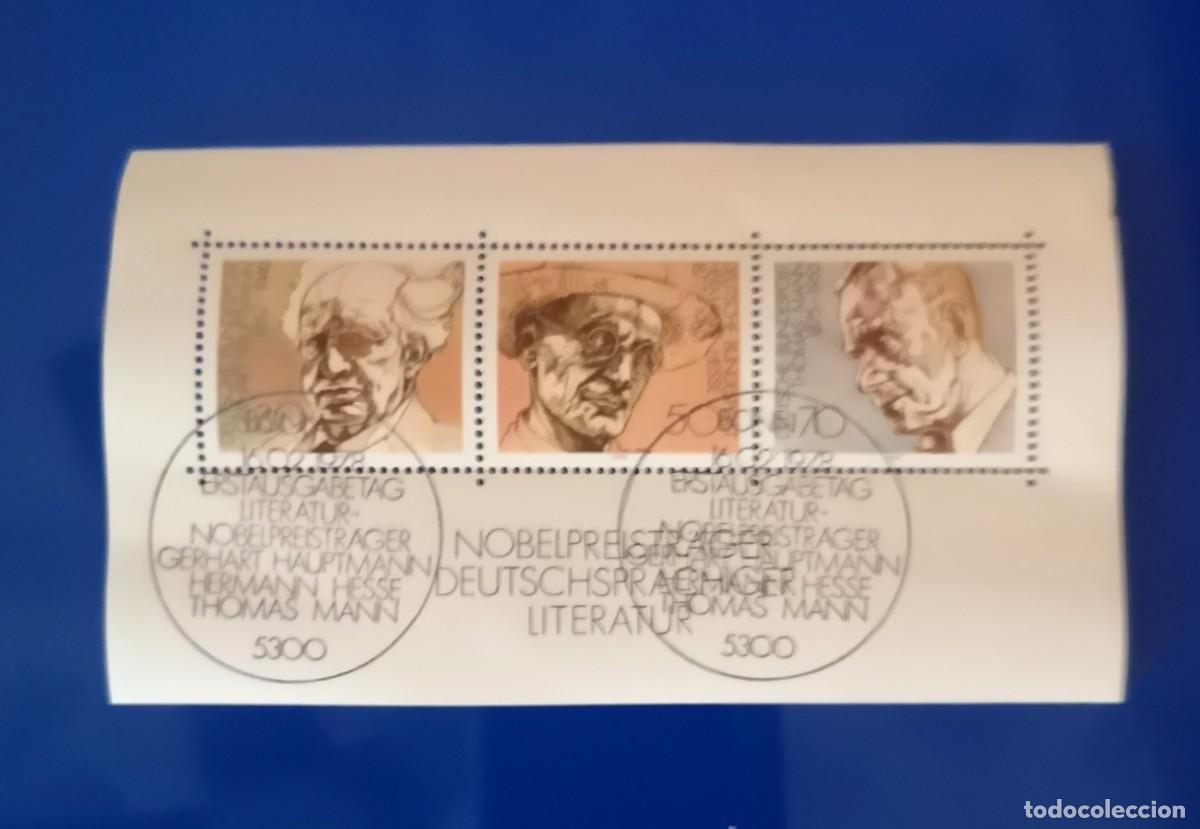 Sellos: hoja bloque Matasellada - Alemania 1978 - Ganadores del Premio Nobel de Literatura en Lengua Alemana