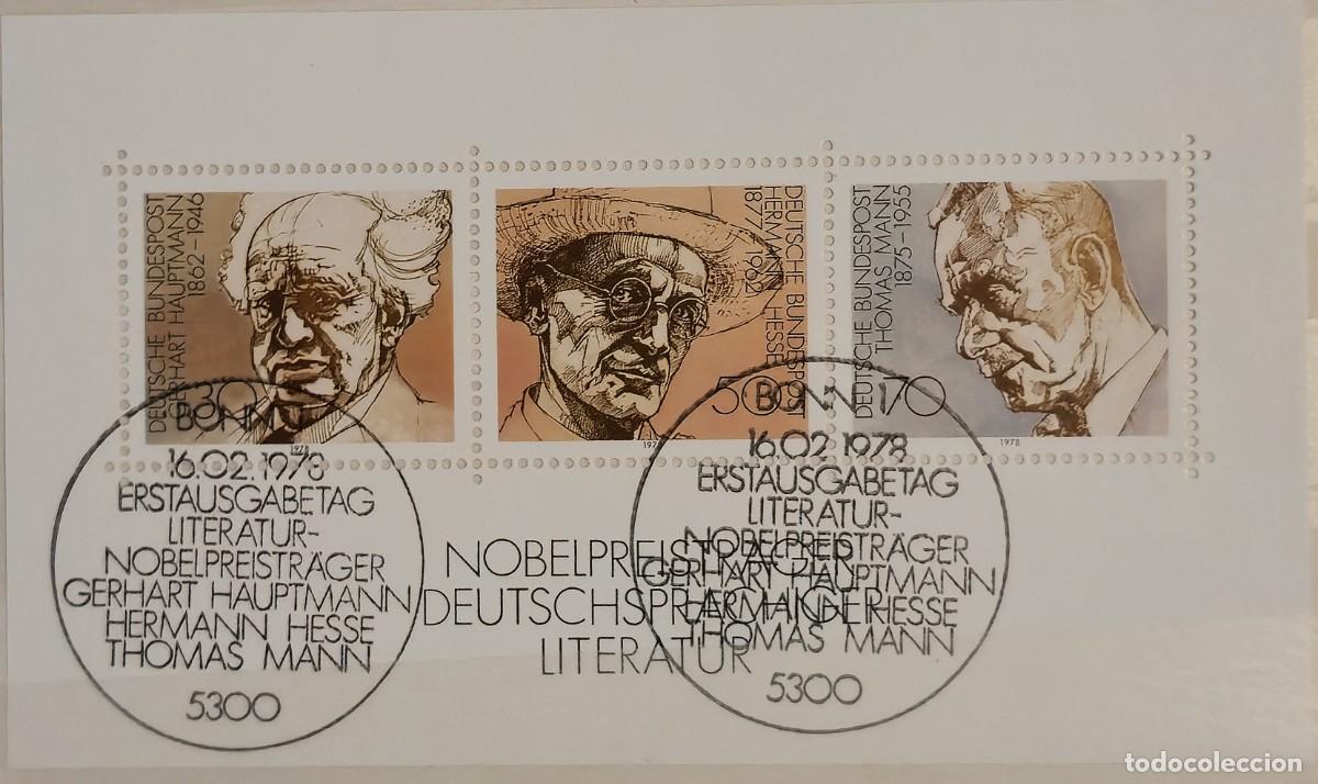 Sellos: hoja bloque Matasellada - Alemania 1978 - Ganadores del Premio Nobel de Literatura en Lengua Alemana