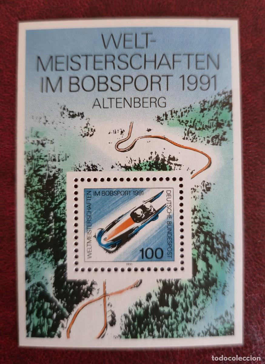Sellos: hoja bloque Nueva - Alemania 1991 - Campeonato Mundial de Bobsleigh