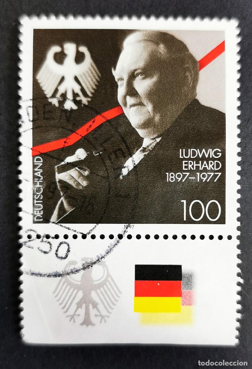 Sellos: Sello Alemania R. Federal 1997, Centenario del nacimiento de Ludwig Erhard , 100 Pf. Michel: DE 1904