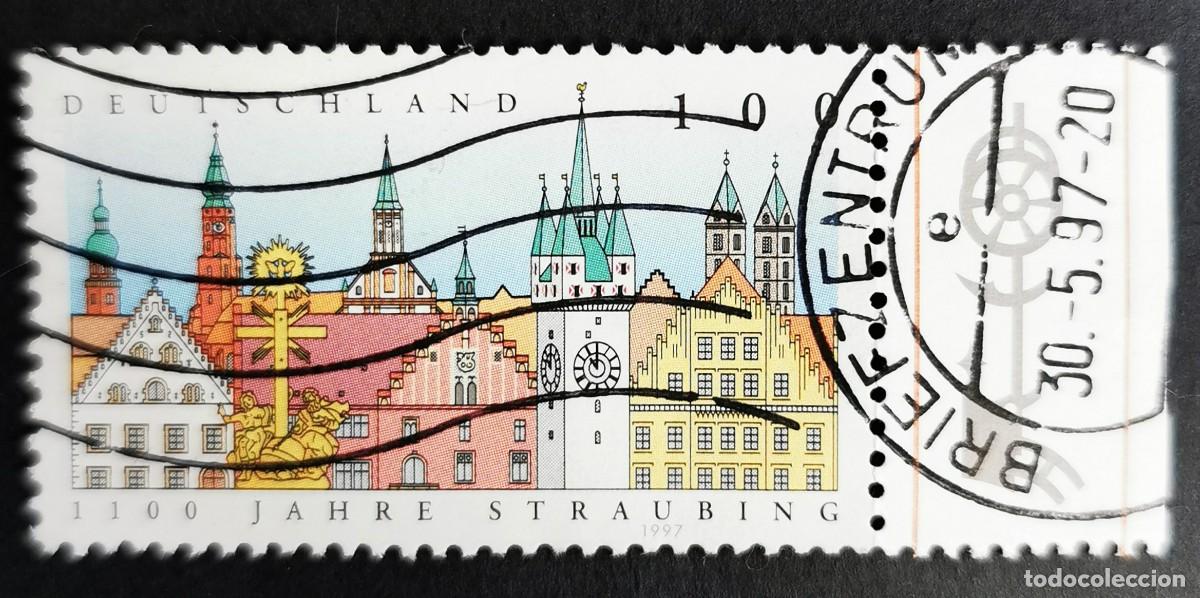 Sellos: Sello Alemania R. Federal 1997, Paisaje urbano de Straubing, 100 Pf. Michel: DE 1910