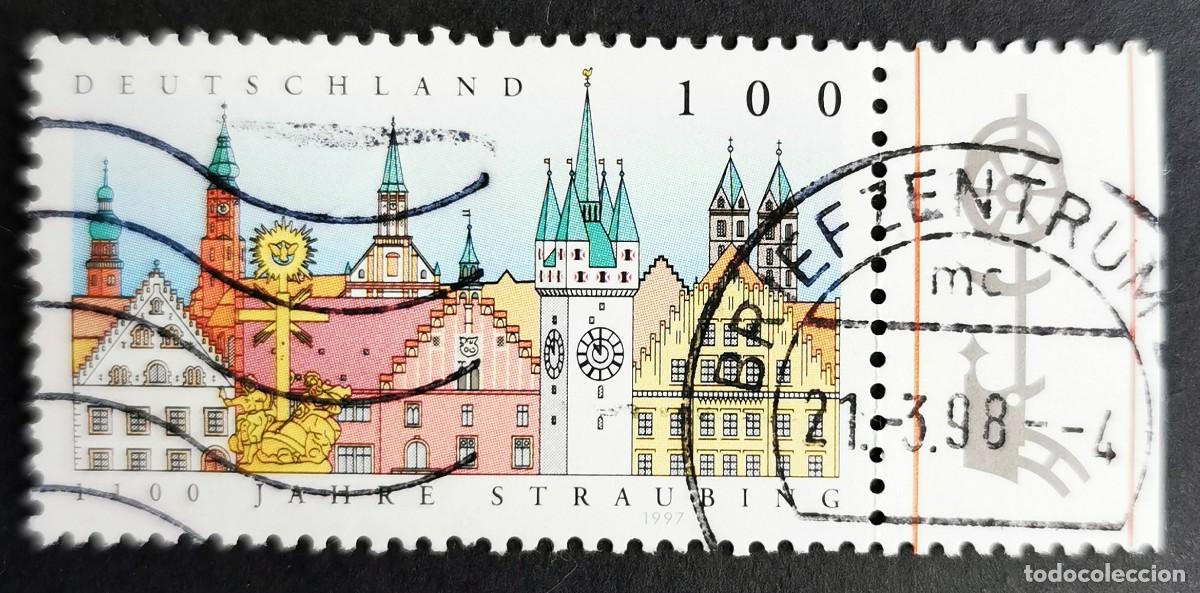 Sellos: Sello Alemania R. Federal 1997, Paisaje urbano de Straubing, 100 Pf. Michel: DE 1910