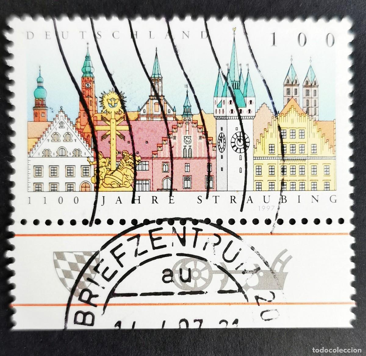 Sellos: Sello Alemania R. Federal 1997, Paisaje urbano de Straubing, 100 Pf. Michel: DE 1910