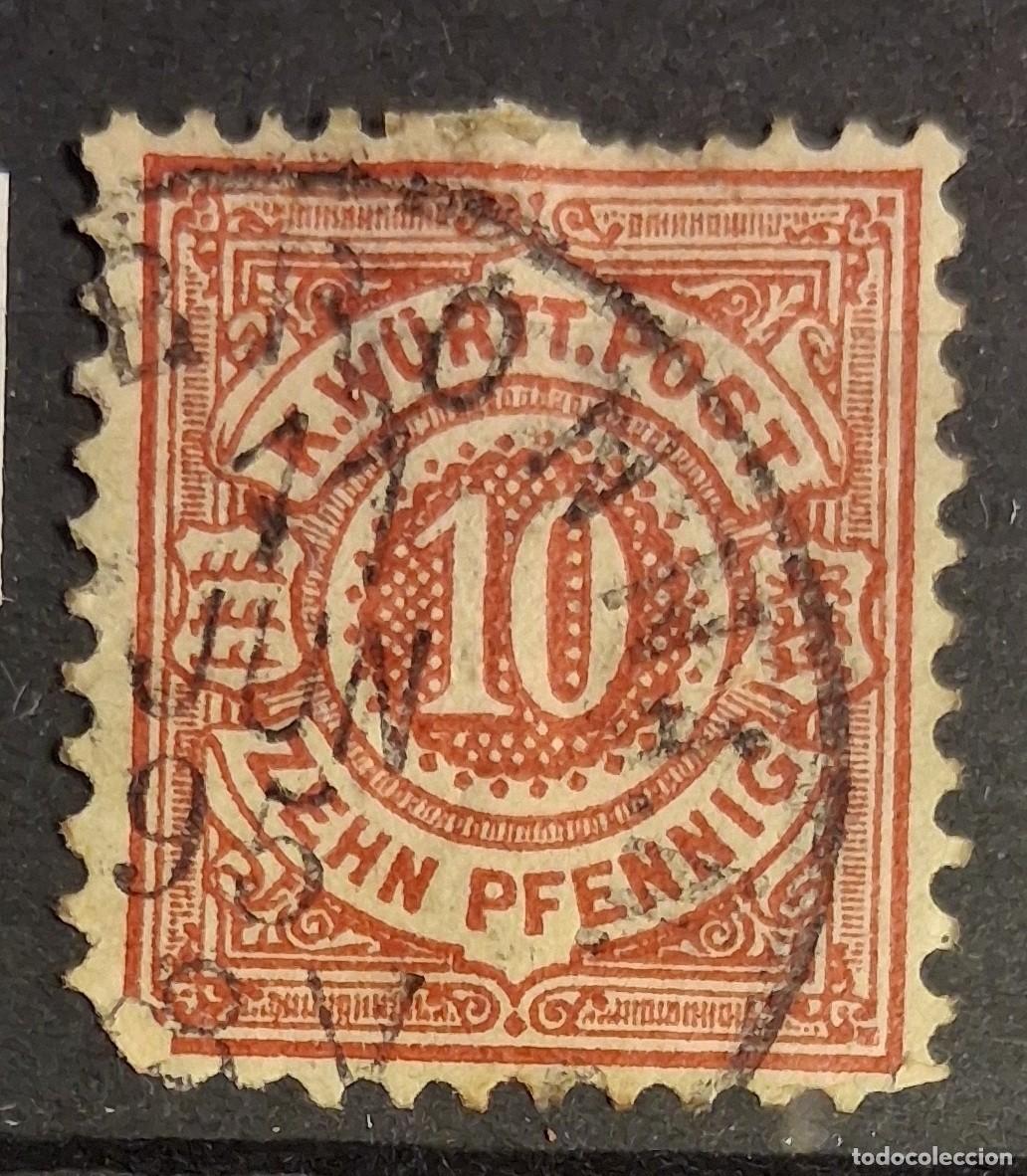 Sellos: ALEMANIA, WURTTEMBURG, 1875, CAT.MI. 46a.