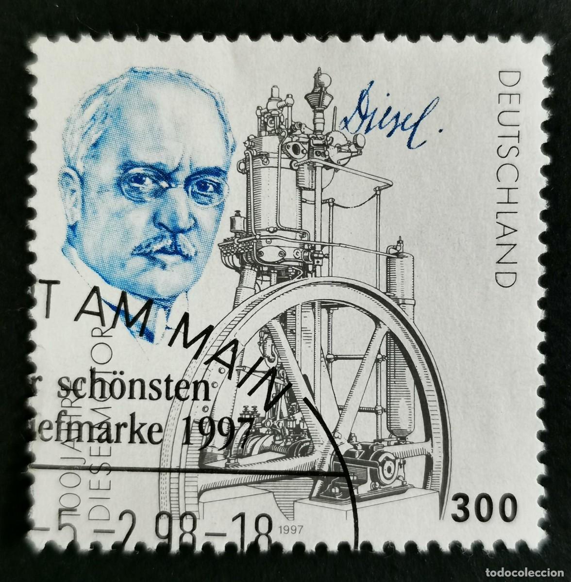 Sellos: Sello Alemania R. Federal 1997, Rudolf Diesel (1858-1913), 300 Pf. Michel: DE 1942