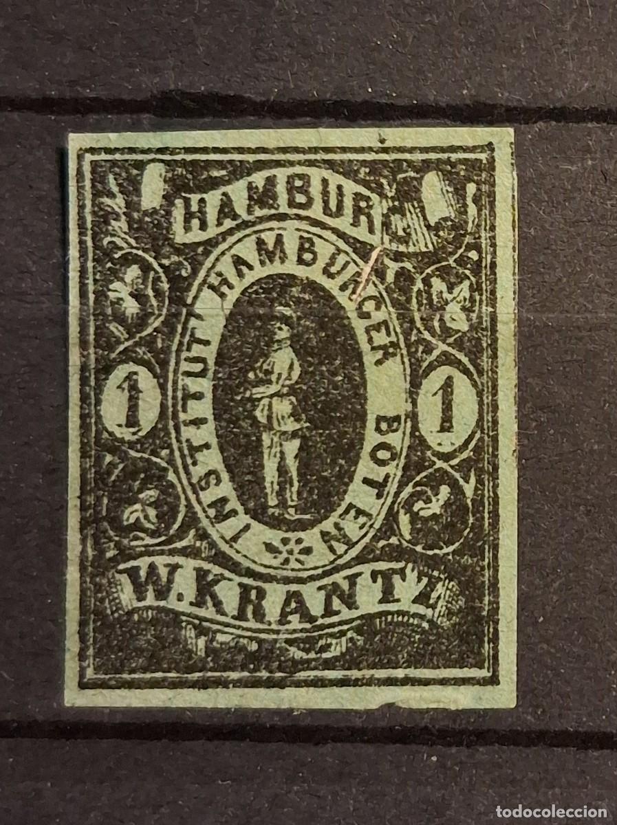 Sellos: ALEMANIA, HAMBURGO, 1863, EMISI&Oacute;N PRIVADA.