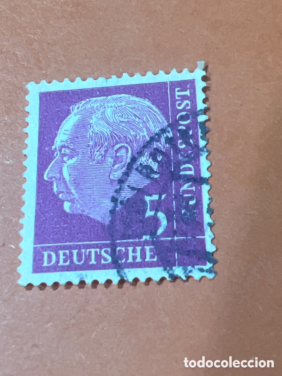 Sellos: S49. Sello postal ALEMANIA 1954 , 5 pf, Dr. Theodor Heuss,