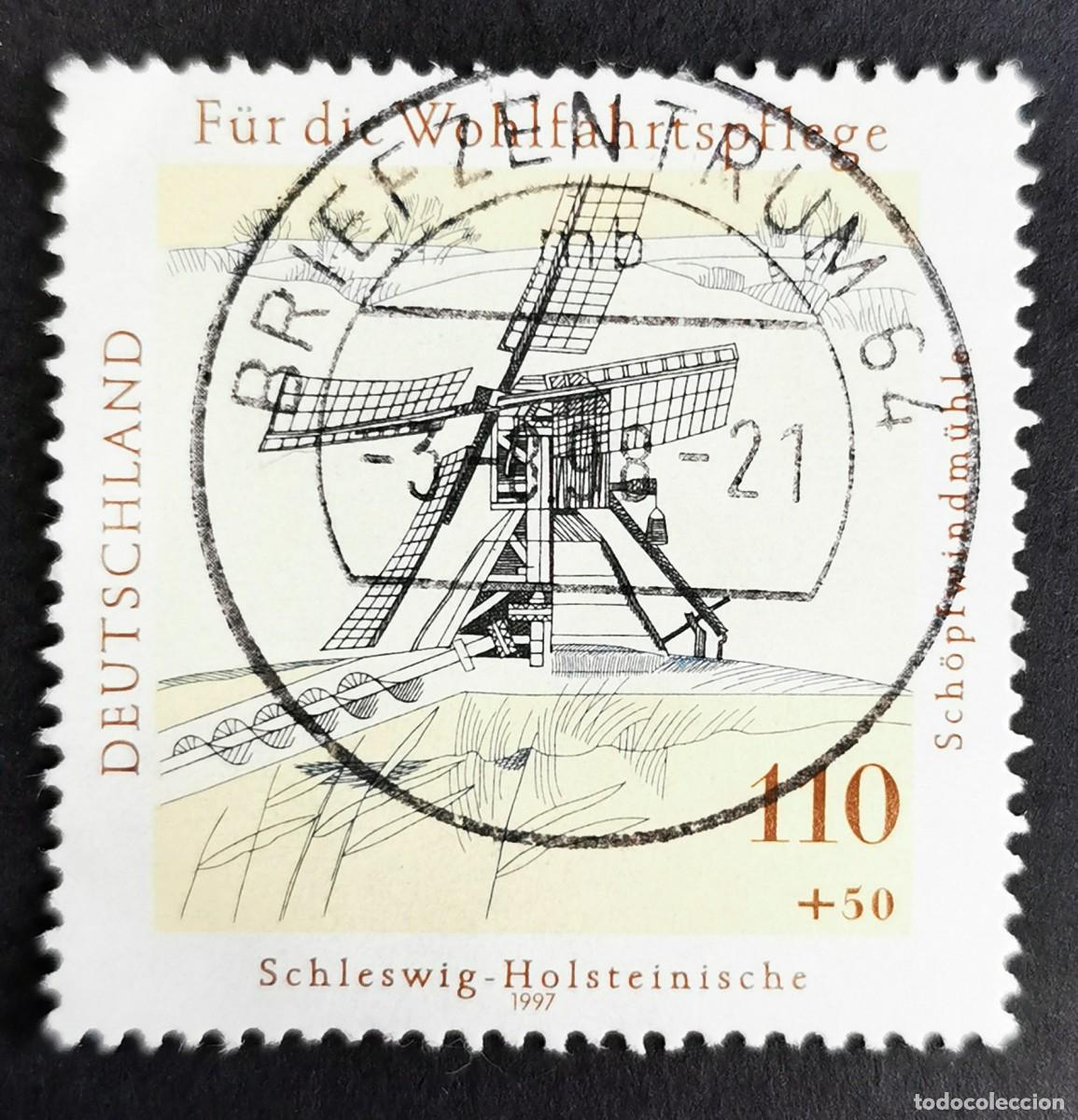 Sellos: Sello Alemania R. Federal 1997, Molino viento tipo cuchara, Schleswig-Hol, 110 Pf. Michel: DE 1951