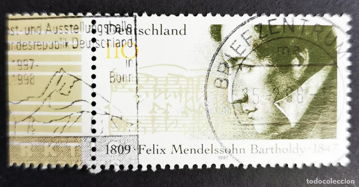Sellos: Sello Alemania R. Federal 1997, 150 aniversario elix Mendelssohn-Barthold, 110 Pf. Michel: DE 1953