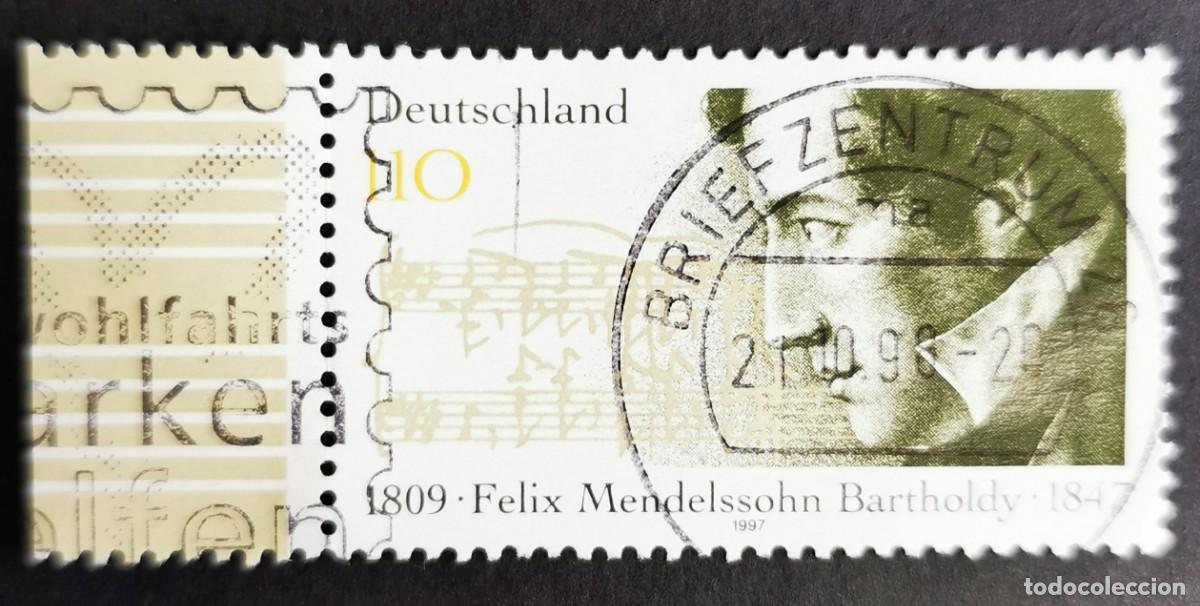 Sellos: Sello Alemania R. Federal 1997, 150 aniversario elix Mendelssohn-Barthold, 110 Pf. Michel: DE 1953