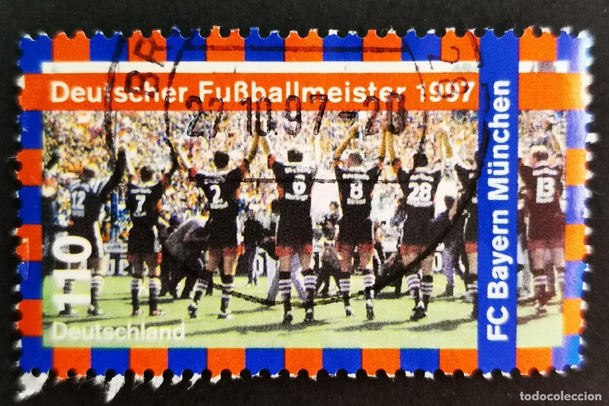 Sellos: Sello Alemania R. Federal 1997, Campeones de f&uacute;tbol: FC Bayern M&uacute;nich, 110 Pf. Michel: DE 1958