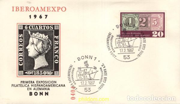 Sellos: 715746 MNH ALEMANIA FEDERAL 1967 PRIMERA EXPOSICION FILATELICA HISPANOAMERICANA EN ALEMANIA