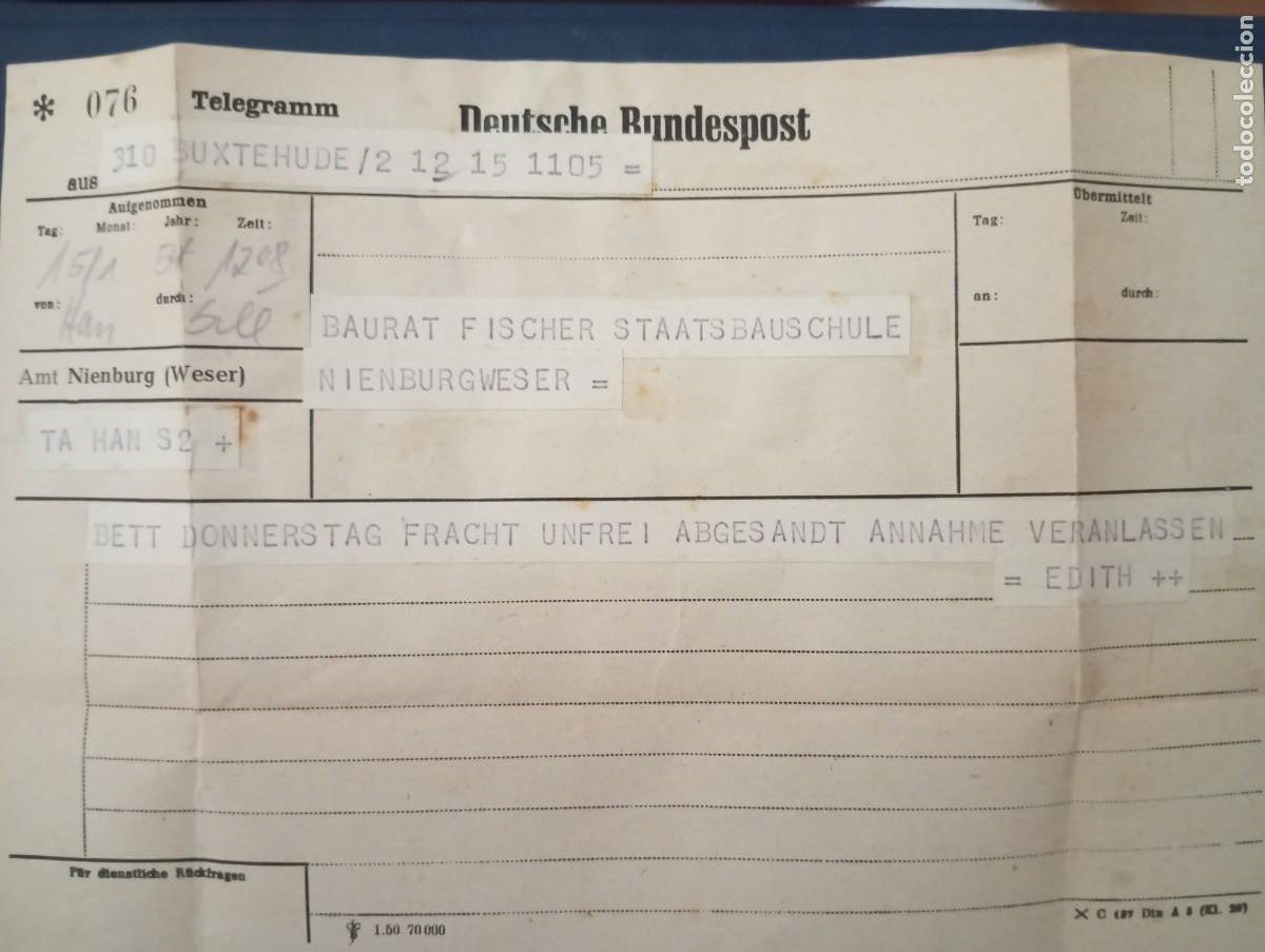 Sellos: ALEMANIA, TELEGRAMA OFICIAL. VER DESCRIPCI&Oacute;N