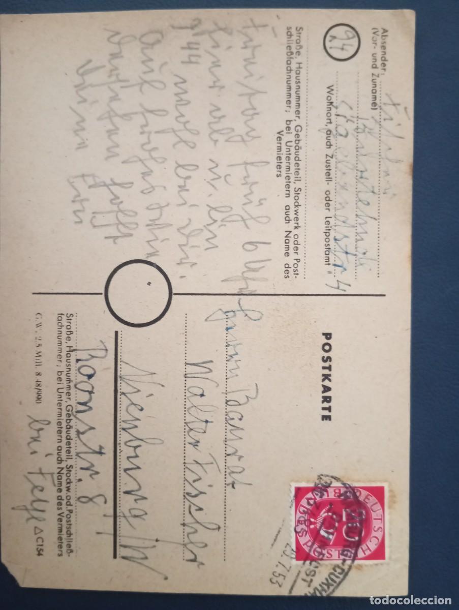 Sellos: ALEMANIA, 1953, MATASELLOS FERROVIARIO HAMBURGO -CUXHAVEN ZUG 3485