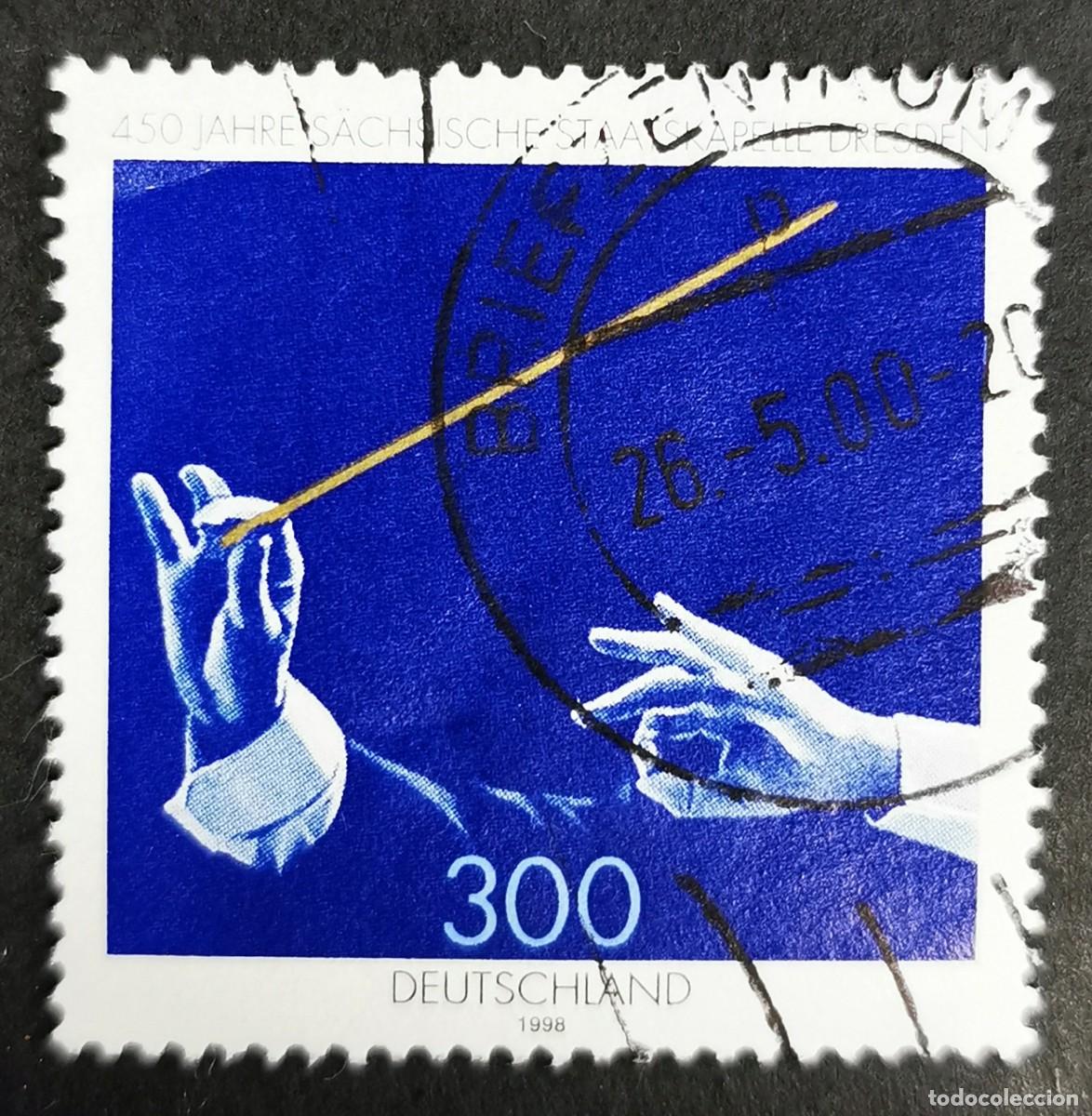 Sellos: Sello Alemania R. Federal 1998, 450&ordm; aniversario Orquesta Estatal Sajonia, 300 Pf. Michel: DE 2025