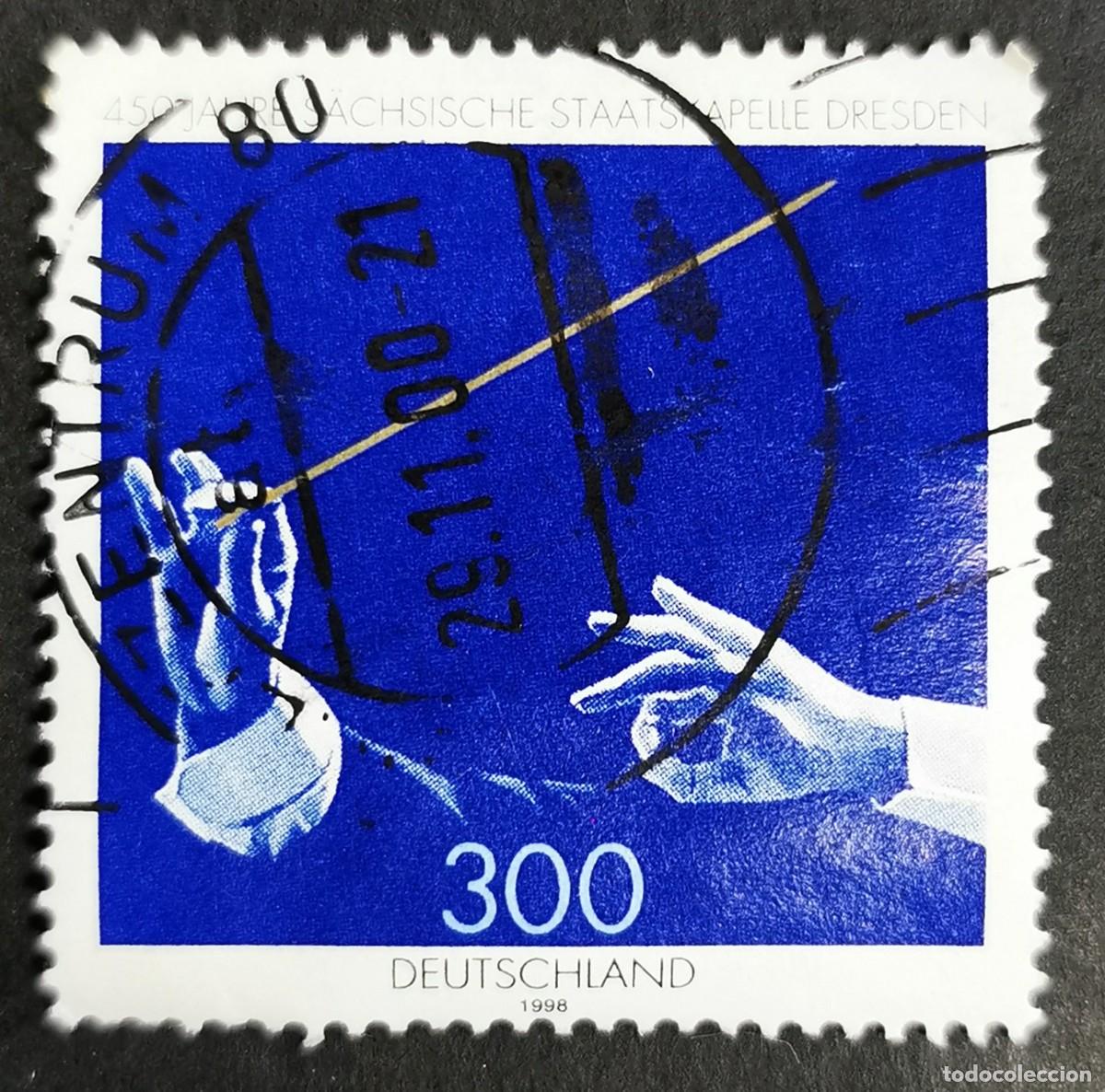 Sellos: Sello Alemania R. Federal 1998, 450&ordm; aniversario Orquesta Estatal Sajonia, 300 Pf. Michel: DE 2025
