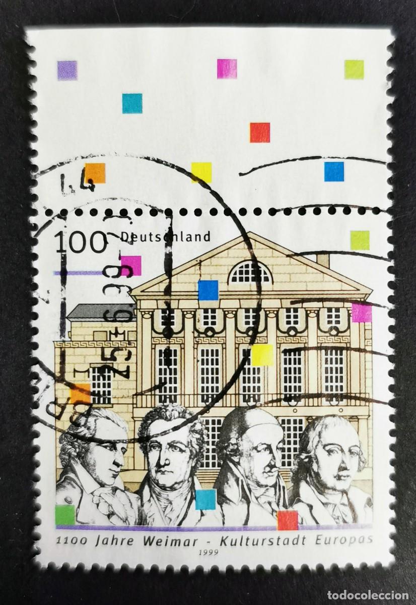 Sellos: Sello Alemania R. Federal 1998, Schiller, Goethe, Wieland, Herder, Teatro, 100 Pf. Michel: DE 2028I