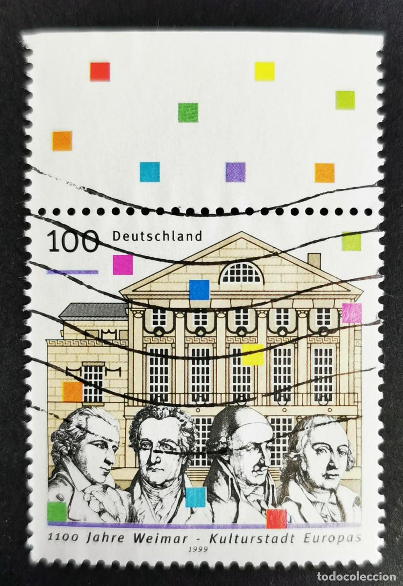 Sellos: Sello Alemania R. Federal 1998, Schiller, Goethe, Wieland, Herder, Teatro, 100 Pf. Michel: DE 2028I