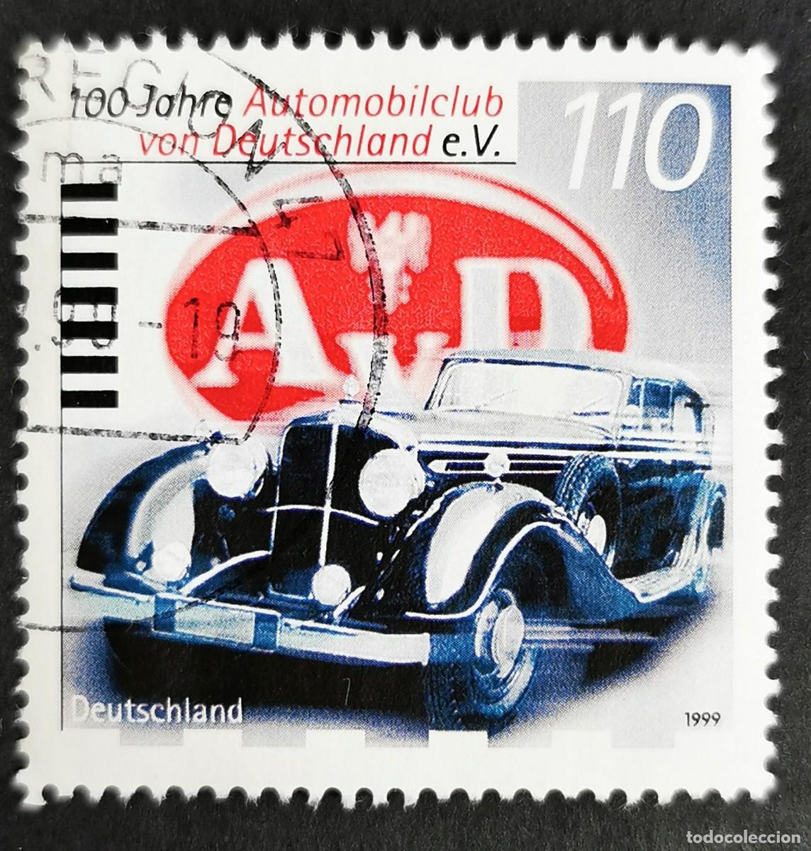 Sellos: Sello Alemania R. Federal 1999, Maybach Cabriolet 1936 y emblema del club, 110 Pf. Michel: DE 2043