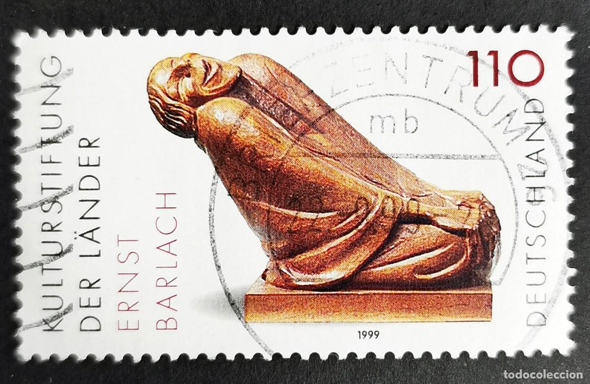 Sellos: Sello Alemania R. Federal 1999, &rdquo;Anciana riendo&rdquo;, Ernst Barlach (1870-1938), 110 Pf. Michel: DE 2063