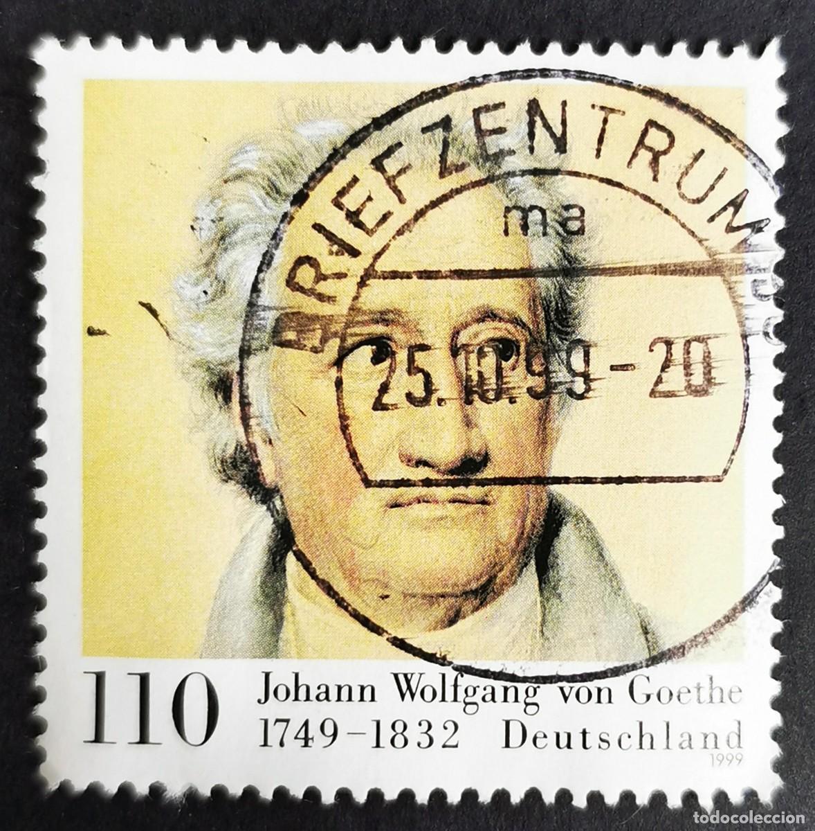 Sellos: Sello Alemania R. Federal 1999, Johann Wolfgang von Goethe por Joseph Stiel, 110 Pf. Michel: DE 2073