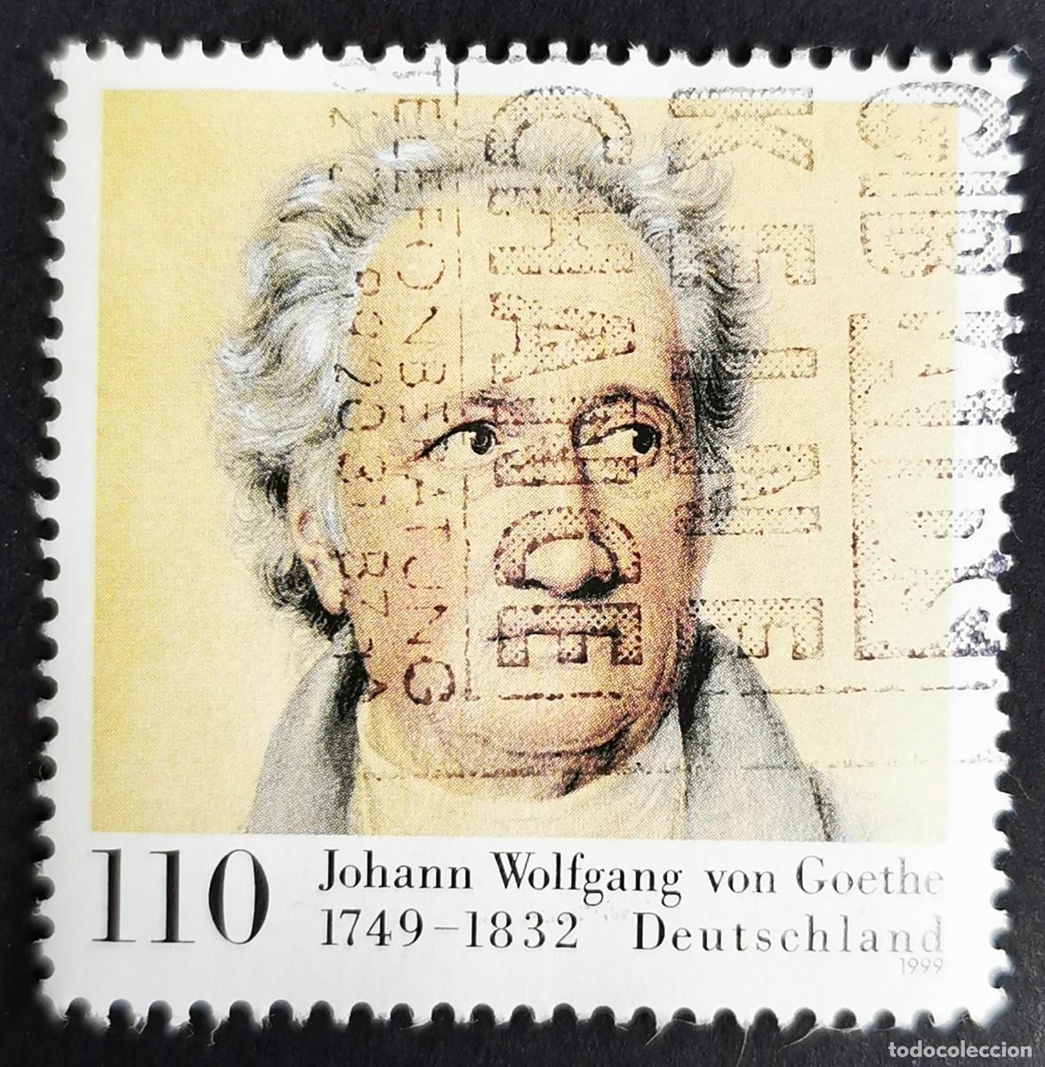Sellos: Sello Alemania R. Federal 1999, Johann Wolfgang von Goethe por Joseph Stiel, 110 Pf. Michel: DE 2073
