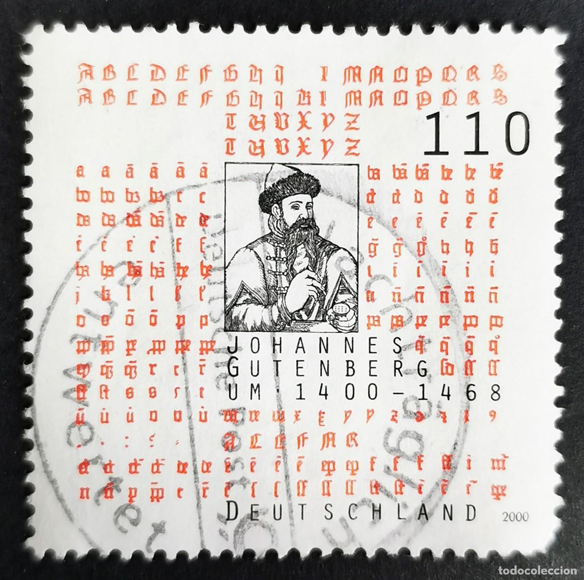 Sellos: Sello Alemania R. Federal 2000, Johannes Gutenberg y la imprenta de caracte, 110 Pf. Michel: DE 2098