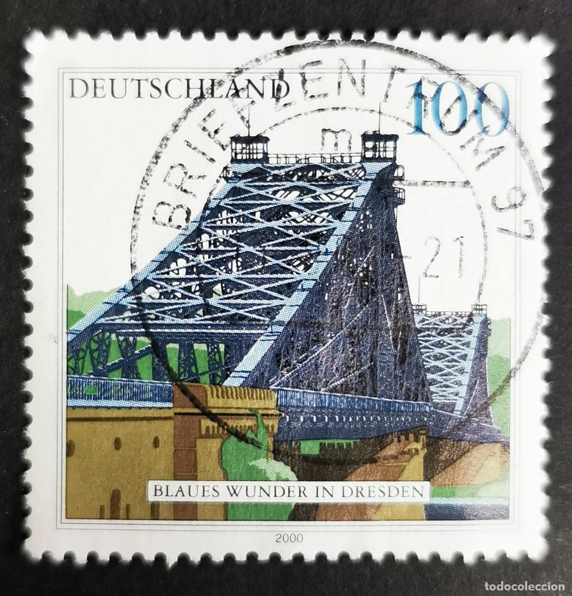 Sellos: Sello Alemania R. Federal 2000, Puente 'Maravilla Azul', Dresde, 100 Pf. Michel: DE 2109