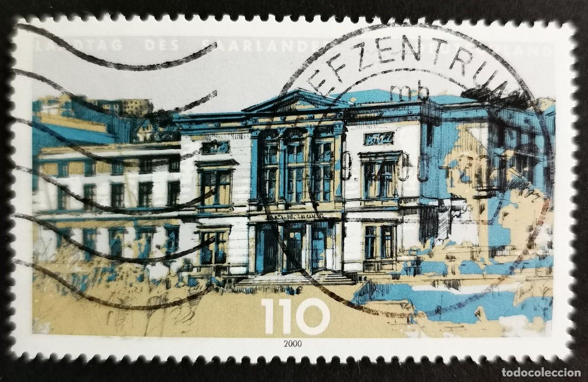 Sellos: Sello Alemania R. Federal 2000, Edificio Parlamento Estatal, Sarre, Saarbr&uuml;, 110 Pf. Michel: DE 2153