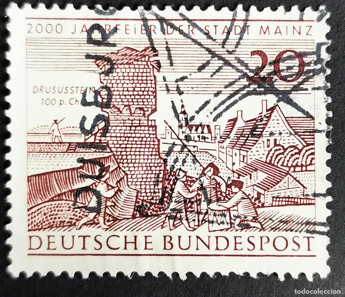 Sellos: Sello Alemania R. Federal 1962, Druso (100 d. C.), fragmento vista ciudad, 20 Pf. Michel: DE 375