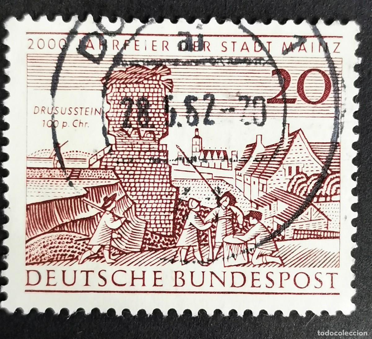 Sellos: Sello Alemania R. Federal 1962, Druso (100 d. C.), fragmento vista ciudad, 20 Pf. Michel: DE 375