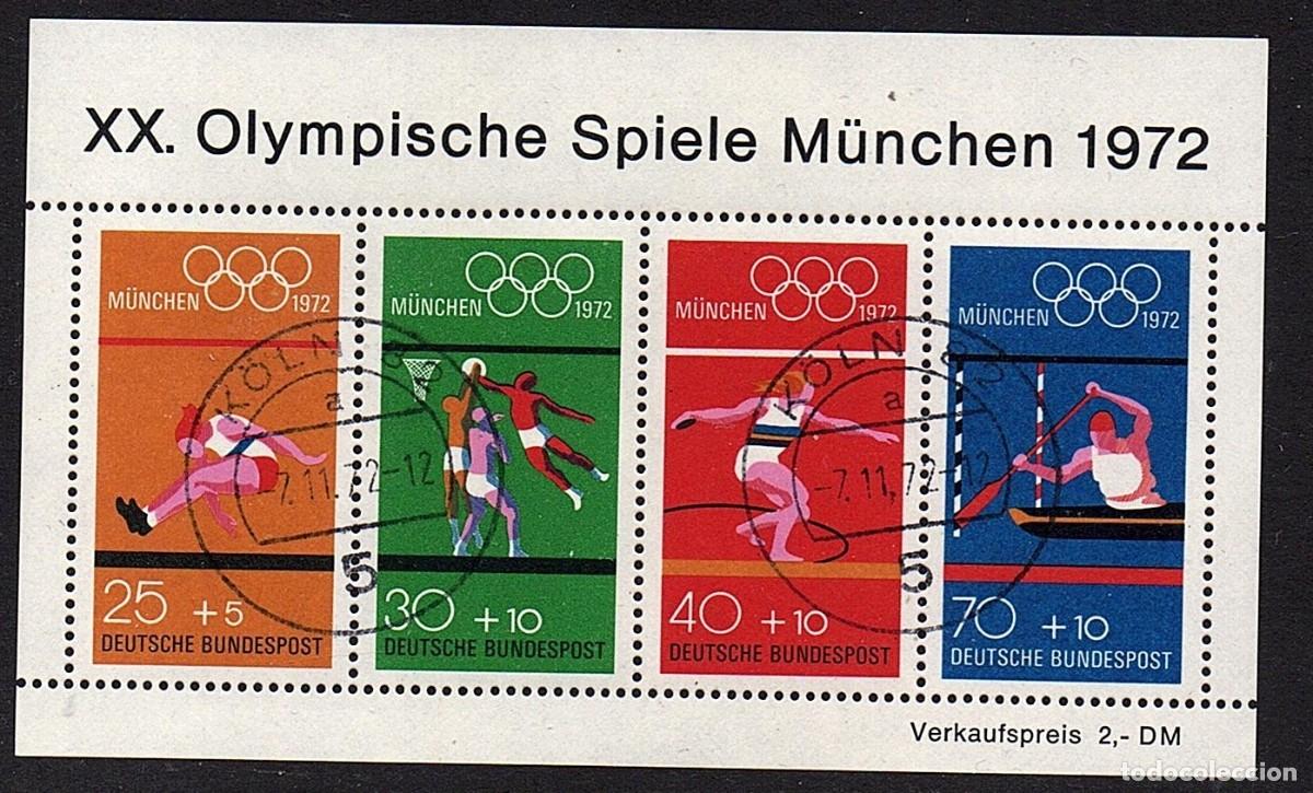 Sellos: HB USADA DE ALEMANIA - JUEGOS OLIMPICOS DE MUNICH - A&Ntilde;O 1972