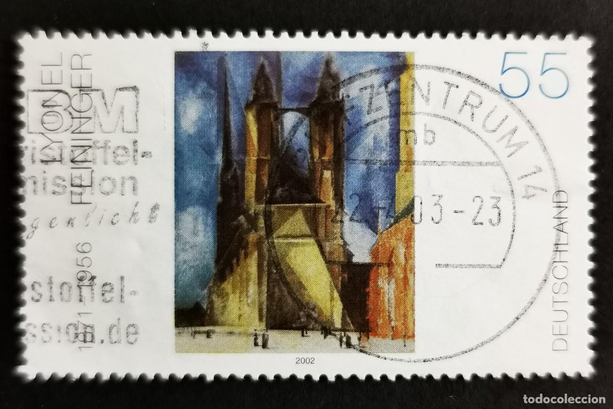 Sellos: Sello Alemania R. Federal 2002, &rdquo;Iglesia Mercado Halle&rdquo;, pintura Lyonel, 55 ct Michel: DE 2294
