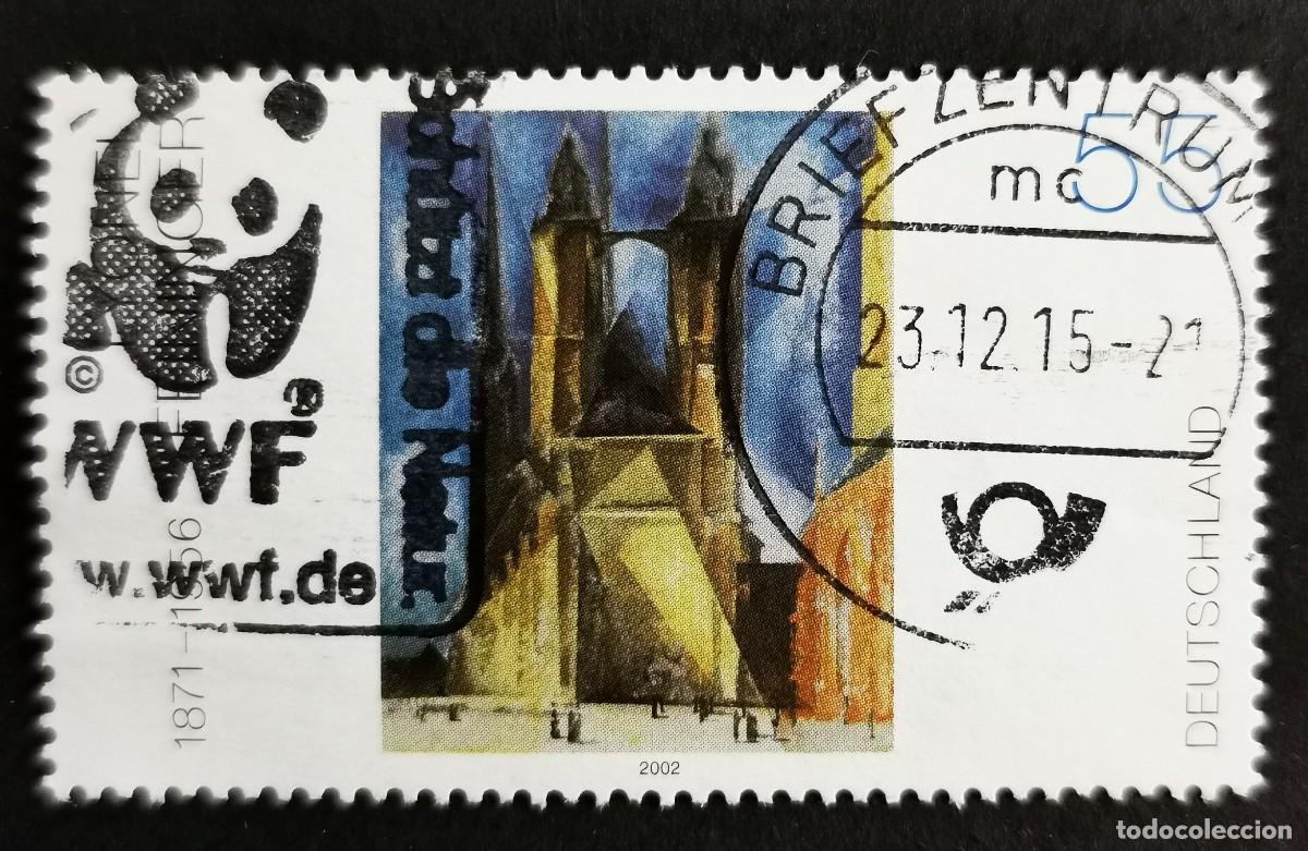 Sellos: Sello Alemania R. Federal 2002, &rdquo;Iglesia Mercado Halle&rdquo;, pintura Lyonel, 55 ct Michel: DE 2294