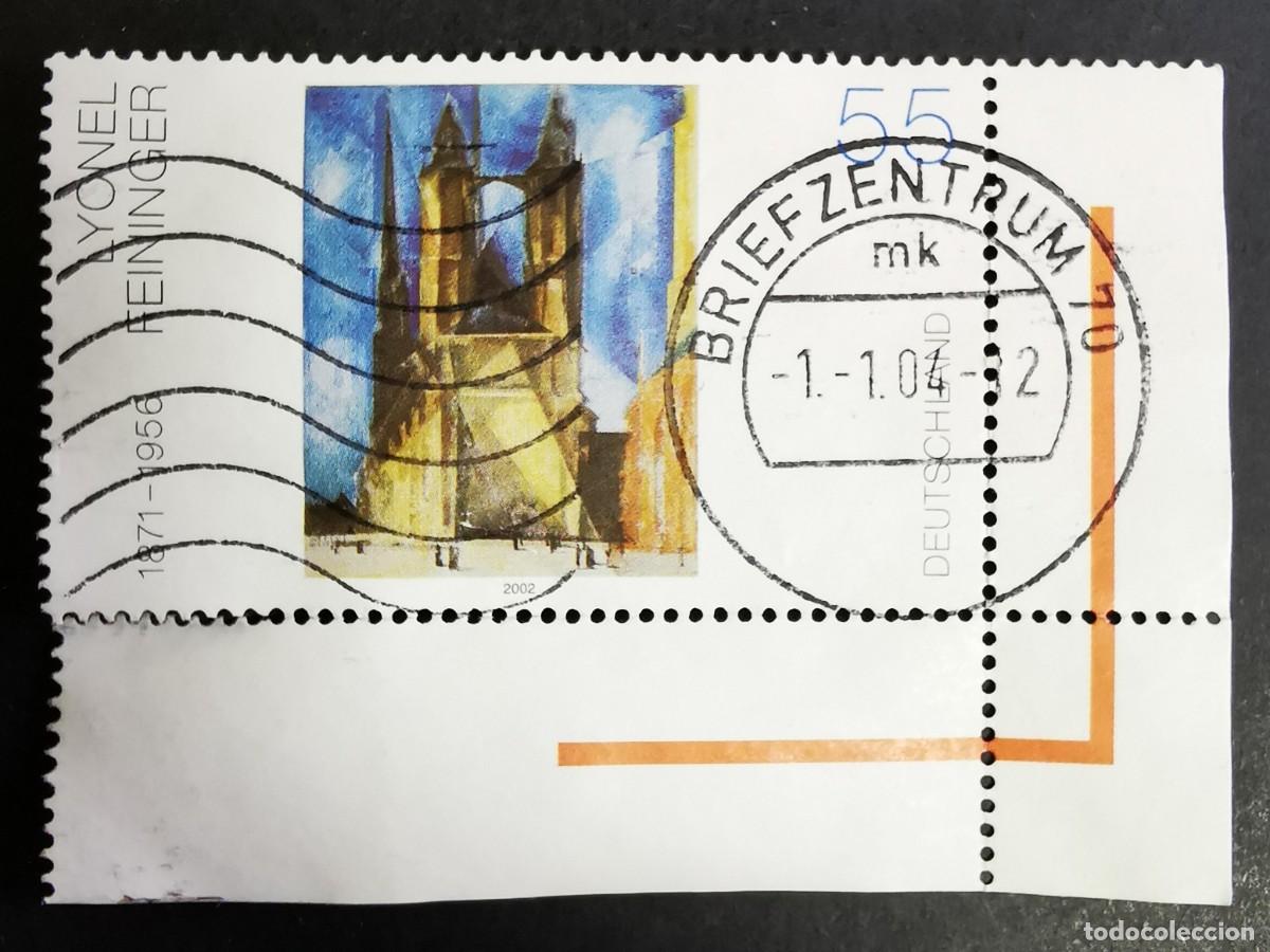 Sellos: Sello Alemania R. Federal 2002, &rdquo;Iglesia Mercado Halle&rdquo;, pintura Lyonel, 55 ct Michel: DE 2294