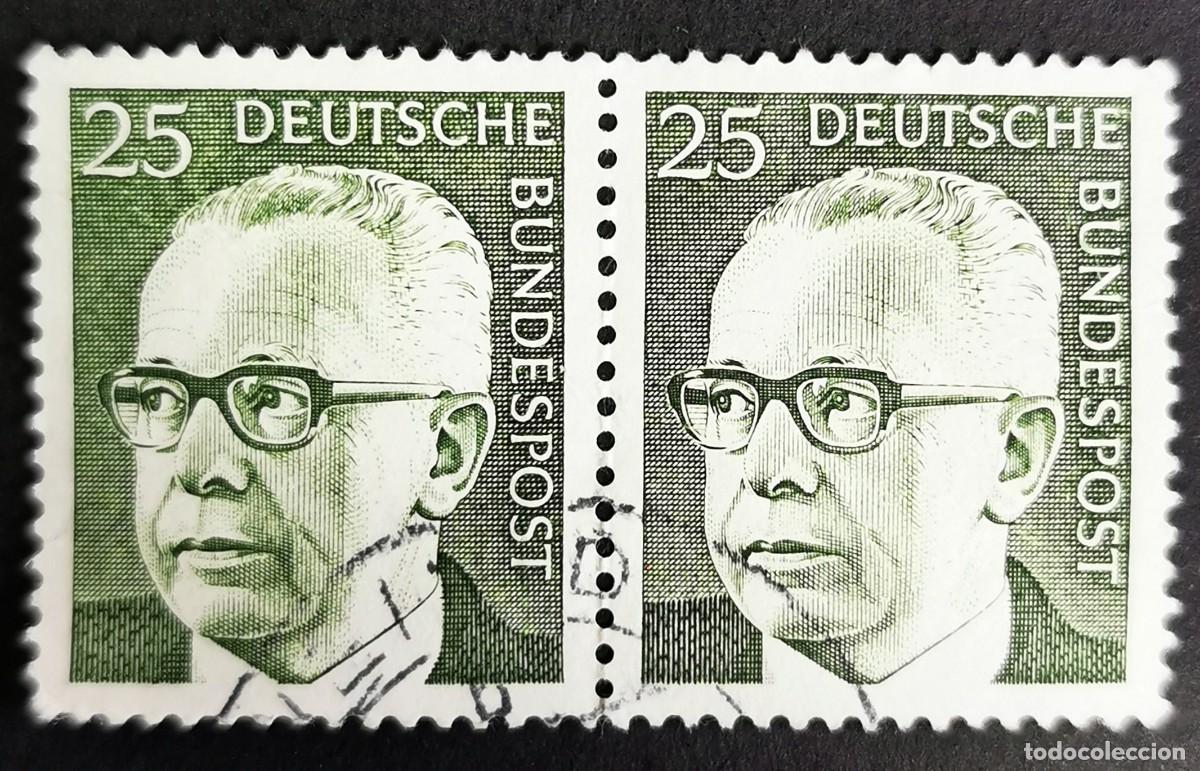Sellos: Sello Alemania R.Federal 1971, Dr. HC Gustav Heinemann 3er Presidente Federal, 25 Pf. Michel: DE 689