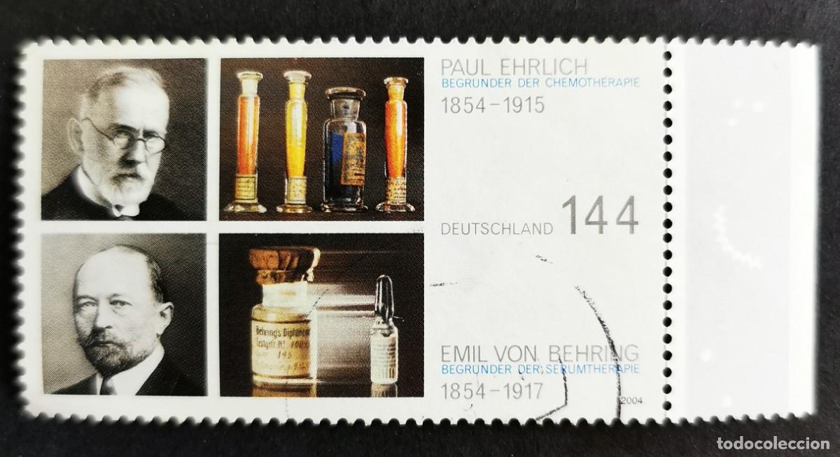 Sellos: Sello Alemania R.Federal 2004, Ehrlich (1854-1915) y von Behring (1854-1917), 144 ct Michel: DE 2389