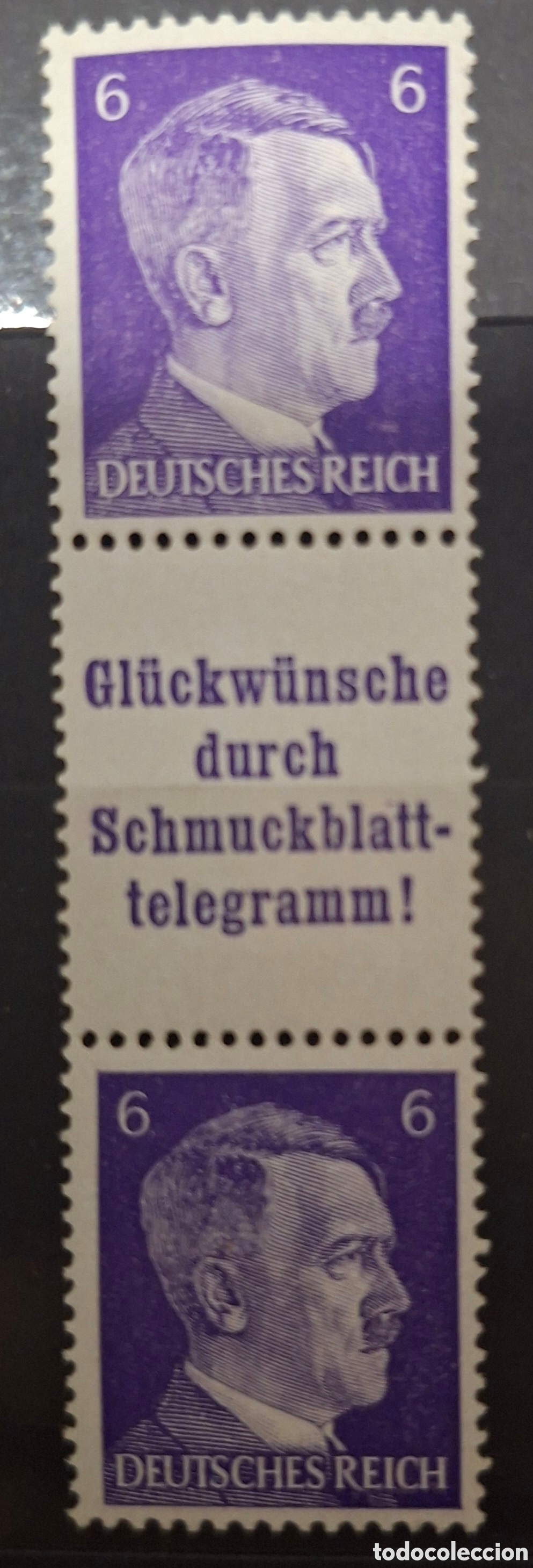 Sellos: Alemania sellos hitler 1941 con propaganda interpanel Nuevo**
