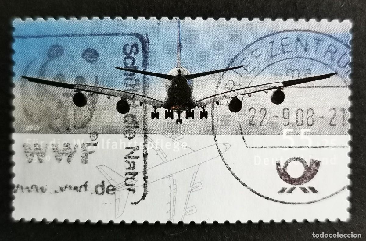 Sellos: Sello Alemania R.Federal 2008, Avi&oacute;n de tr&aacute;fico de alta capacidad Airbus A380, 55 ct Michel: DE 2671